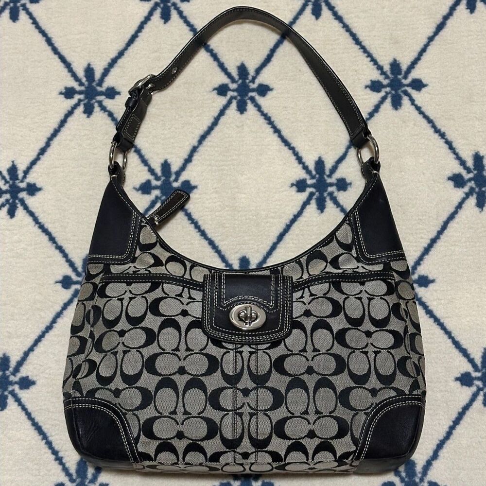 Coach Y2K Hampton Signature Hobo Jacquard Monogram Shoulder Bag Purse 2009 13971
